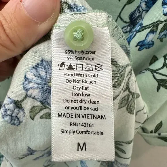 LULAROE | Blue Floral Button Down Short Sleeve Relaxed Fit Top | Medium - Picture 6 of 6